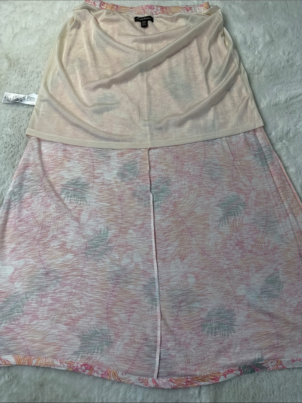 Tommy Bahama Maxi Skirt M Pink Tropical Floral Palm Print Rayon Lined Resort - Picture 8 of 13